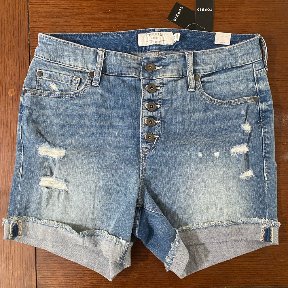 Torrid Fly-Button Denim Shorts